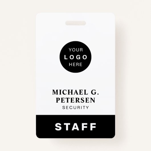 従業員名カスタム会社ロゴスタッフID バッジ (正面)
