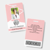 従業員名タイトルバーコードロゴピンク地域ID バッジ (正面＆裏面)