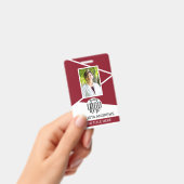 従業員名タイトルバーコードロゴ赤い地域ID バッジ (手持ち)