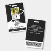 従業員名タイトルバーコードロゴ黒い地域ID バッジ (正面＆裏面)