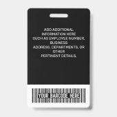 従業員名タイトルバーコードロゴ黒い地域ID バッジ (裏面)