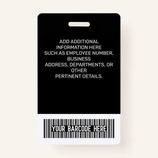 従業員名タイトルバーコードロゴ黒い地域ID バッジ (裏面)