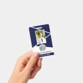 従業員名タイトルバーコードロゴNavy Geo ID バッジ (手持ち)