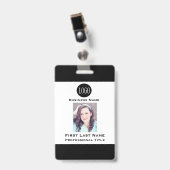 従業員名タグIDカードバッジ – 黒 バッジ (正面 （クリップ付）)