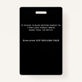 従業員名タグIDカードバッジ – 黒 バッジ (裏面)