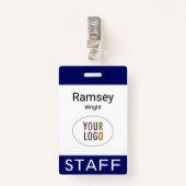 従業員名バッジカスタムビジネスロゴスタッフラベル バッジ (正面クリップ)