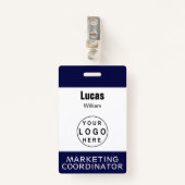 従業員名バッジカスタムビジネスロゴスタッフラベル バッジ (正面クリップ)