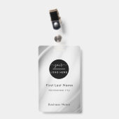 従業員名バッジシルバー/ビジネスロゴスタッフラベル バッジ (正面 （クリップ付）)