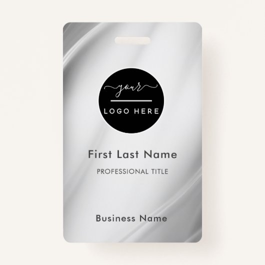 従業員名バッジシルバー/ビジネスロゴスタッフラベル バッジ (正面)