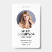 従業員名バッジミニマリストフォトシンプル バッジ (正面)