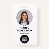 従業員名バッジミニマル写真QRコード バッジ (正面)