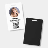 従業員名バッジミニマル写真QRコード バッジ (正面＆裏面)