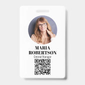 従業員名バッジミニマル写真QRコード バッジ (正面)
