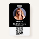 従業員名バッジミニマル写真QRコード バッジ (正面)