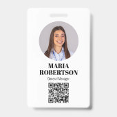 従業員名バッジミニマル写真QRコード バッジ (正面)