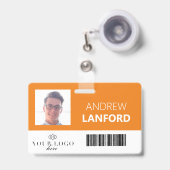 従業員名バッジ|カスタムのロゴと色 バッジ (正面（伸縮クリップ）)