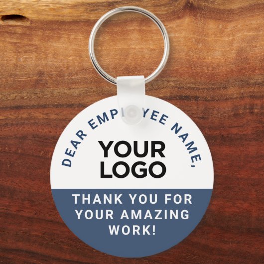 従業員名パーソナライズされた文字ロゴの評価 キーホルダー (正面)
