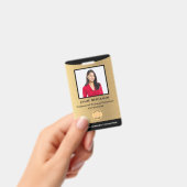 従業員名フォトバーコードロゴ金ゴールドブラック バッジ (手持ち)