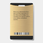 従業員名フォトバーコードロゴ金ゴールドブラック バッジ (裏面)