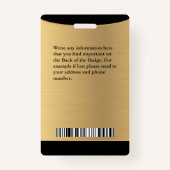 従業員名フォトバーコードロゴ金ゴールドブラック バッジ (裏面)