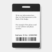 従業員名フォトロゴ押しパスカスタムID バッジ (Back)