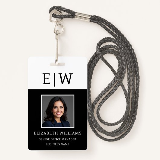 従業員名モノグラム写真企業の作品 バッジ (正面ランヤード)