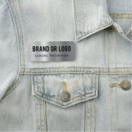 従業員名会社ロゴメタリックシルバー 名札