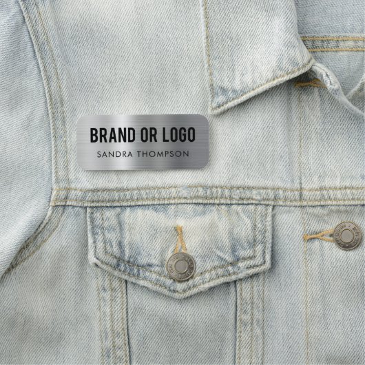 従業員名会社ロゴメタリックシルバー 名札 (インサイチュ)