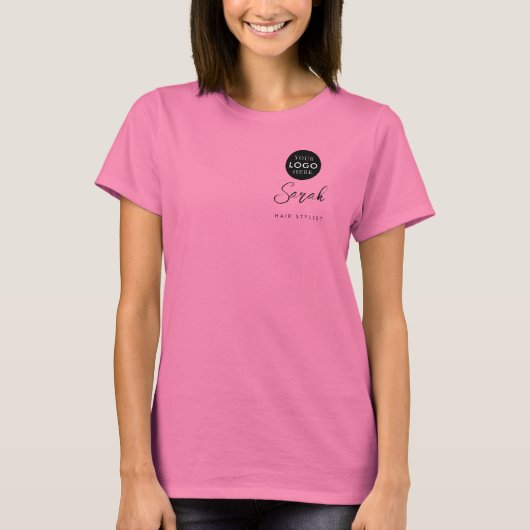 従業員名入りビジネス ロゴ ヘアサロン Tシャツ (正面)