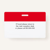 従業員名写真会社ロゴQRコード赤 バッジ (裏面)