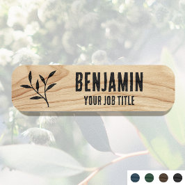 従業員名素朴WoodgrainブラックスタッフID 名札