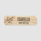 従業員名素朴Woodgrain BrownスタッフID 名札 (正面)