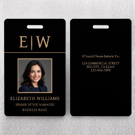 従業員名黒金ゴールド写真企業の作品 バッジ