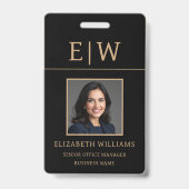 従業員名黒金ゴールド写真企業の作品 バッジ (正面)