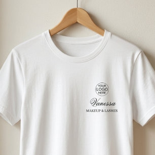 従業員名 ビジネス ロゴ 黒色 スクリプト メイクアップ Tシャツ