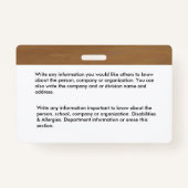 従業員名ID識別カードのカスタム バッジ (裏面)