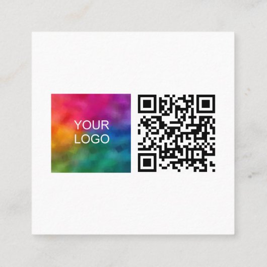 従業員名QRコードビジネスロゴはこちらテンプレート スクエア名刺 (裏面)