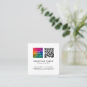 従業員名QRコードビジネスロゴはこちらテンプレート スクエア名刺 (スタンド正面)
