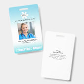 従業員向けブルーグラデーション編集可能職業写真 バッジ (正面&裏面)