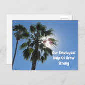 従業員感謝のヤシの木トロピカルビジネス ポストカード (正面/裏面)