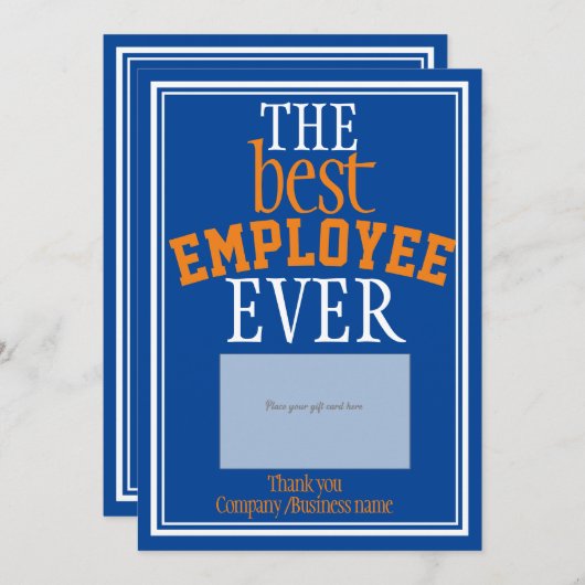 従業員最高のブルータイポグラフィギフトカードホルダー サンキューカード (正面/裏面)
