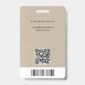 従業員用丸型写真QRコード ベージュ バッジ (裏面)