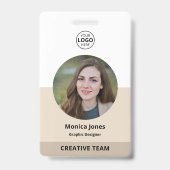 従業員用丸型写真QRコード ベージュ バッジ (表面)