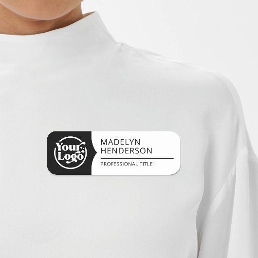 従業員白黒2色ロゴ磁気 名札