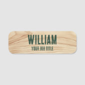 従業員素朴の木目グリーン会社スタッフ 名札 (正面)