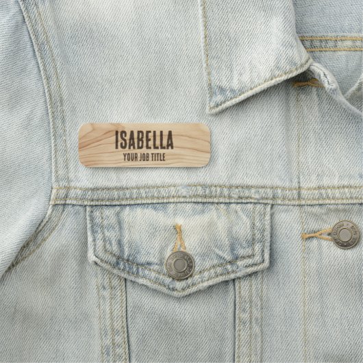 従業員素朴の木目茶色の会社スタッフ 名札 (インサイチュ)