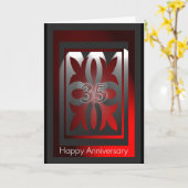 従業員記念カード35年レッド・アンド・ブラック カード (黄色い花)