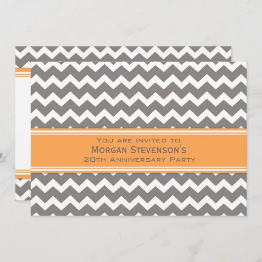 従業員記念日のパーティの招待状の灰色の青 招待状 (正面/裏面)