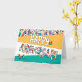 従業員記念日の明るい色のパターン カード (黄色い花)