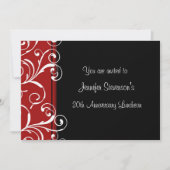 従業員記念日の昼食の招待状の赤い黒 招待状 (正面)